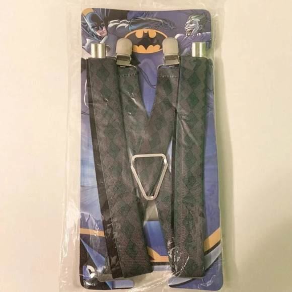 DC Comics Batman Joker Diamonds Grey and Green Buckle Down Suspenders - Picture 4 of 15